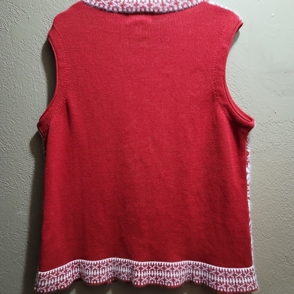 Snowflake Fair Isle Sweater Vest Ref White XL Zip Cotton Angora Rabbit Hair Soft - Picture 4 of 9